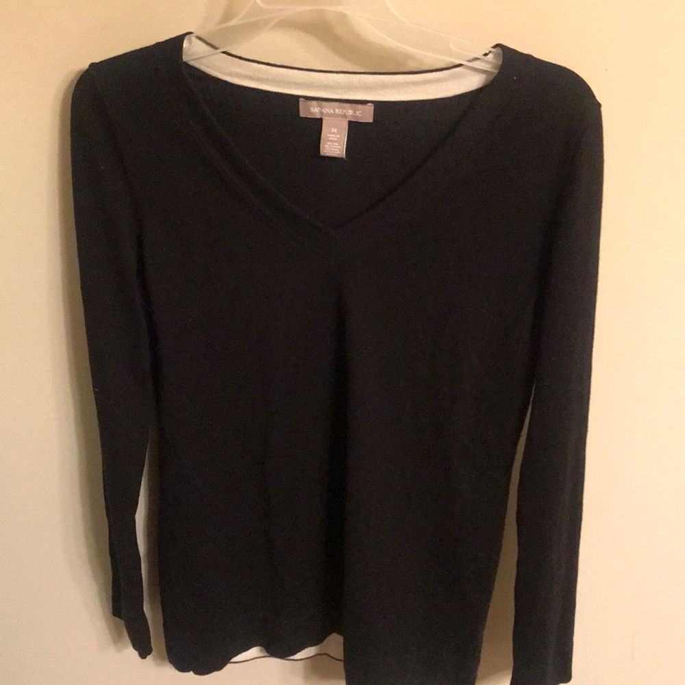 Banana Republic Black V-Neck Sweater